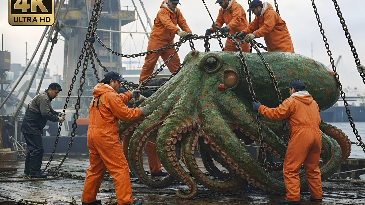 World's Largest Octopus Catch? 104KG Giant Pacific Octopus Haul #video  