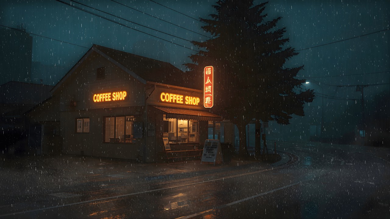 Escape to a Midnight Coffee Shop 🏮 Nostalgic Rainy Lofi Hip Hop for Lonely Nights