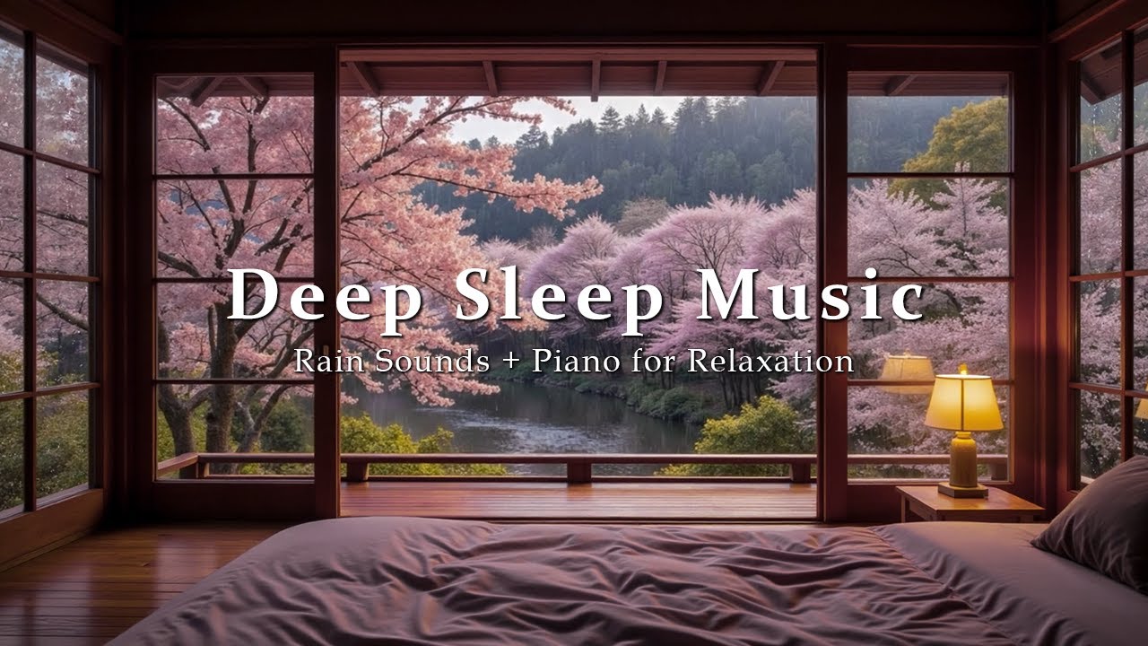 Peaceful Piano and Spring Rain Sounds for Sleeping - Cozy Bedroom Ambience to Fall Asleep Faster