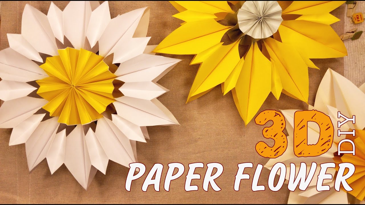 ОБЪЕМНЫЙ ЦВЕТОК ИЗ БУМАГИ СВОИМИ РУКАМИ💛3D PAPER NARCISSUS FLOWER | PAPER WALL DECOR DIY