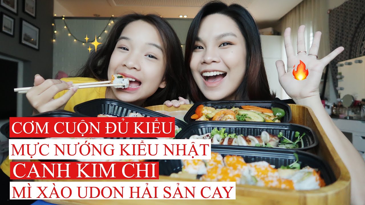 Ăn Với Tui Nè: SUSHI- MÌ UDON XÀO HẢI SẢN CAY- MỰC NƯỚNG KIỂU NHẬT- CANH KIM CHI ĐẬU HỦ THỊT BÒ