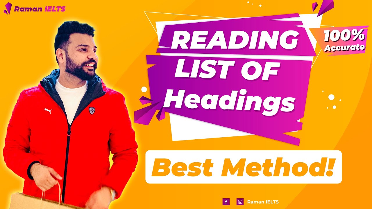IELTS Reading List of Heading sure shot method with 100% correct answers by Raman Sharma!