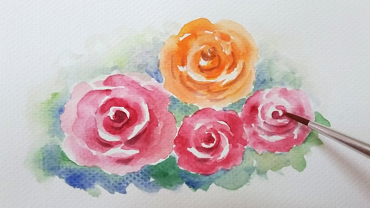 สีน้ำง่ายๆ #3 กุหลาบ : Watercolor Painting Easy Step #3 (Roses)