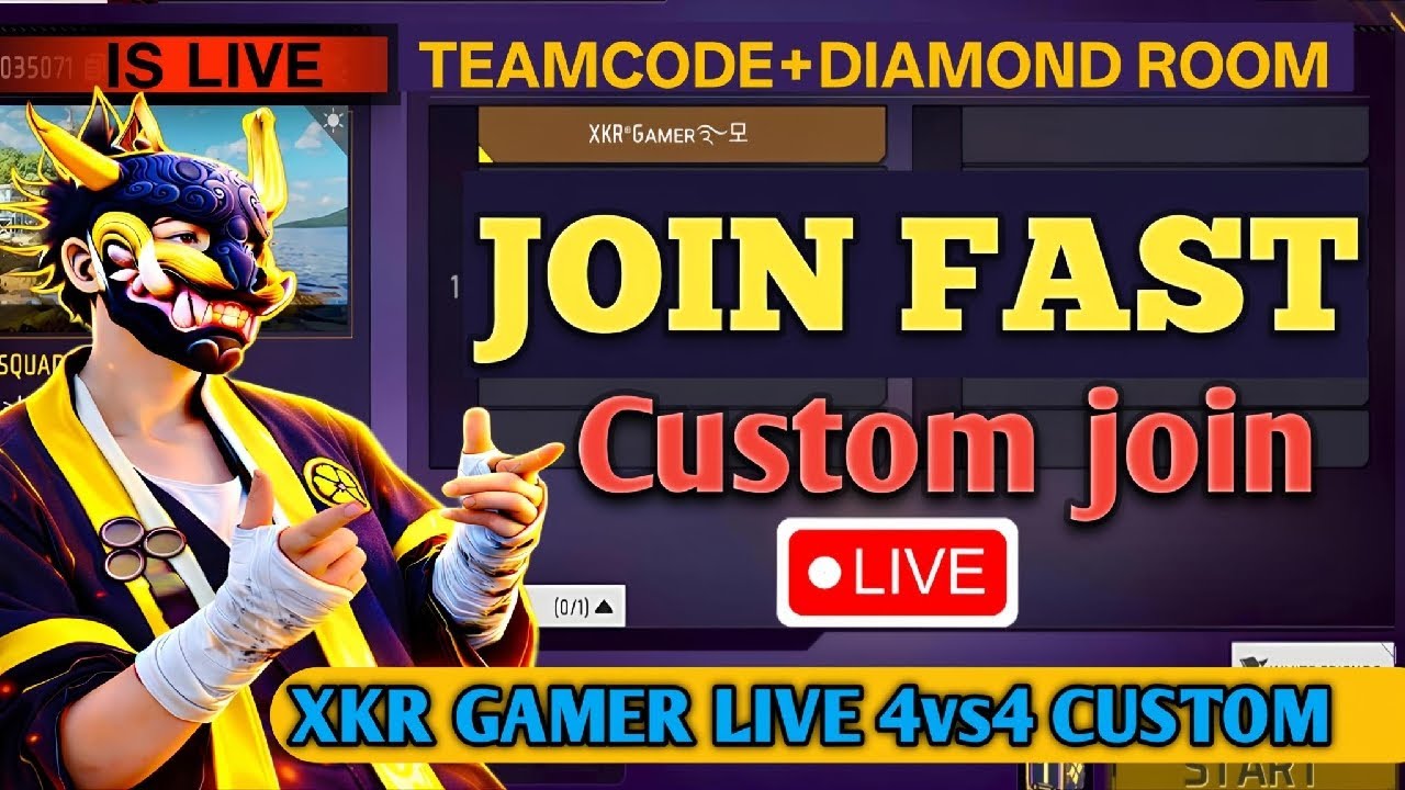 🔴 FREE FIRE CUSTOM LIVE | CS 4v4 & 6v6 | OP CUSTOM ROOM 🔥 | XKR GAMER