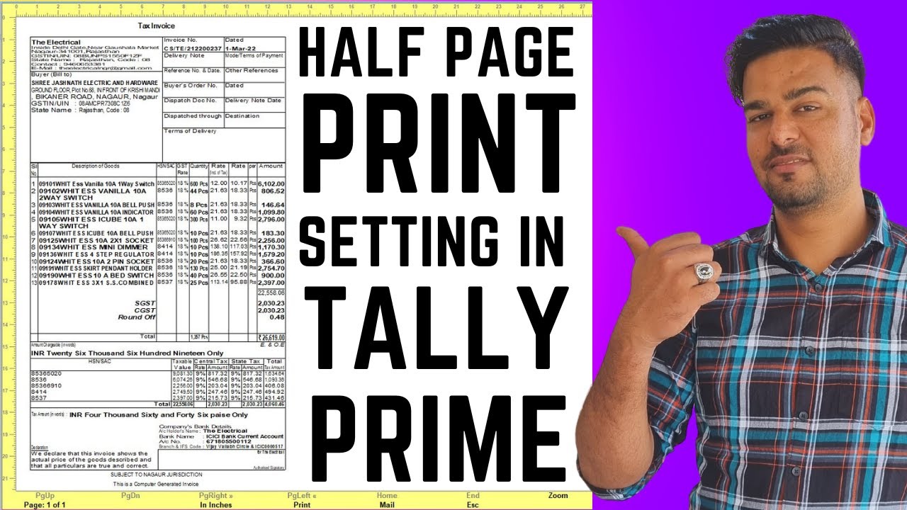 Half Page Print in Tally Prime | Half Page invoice in Tally