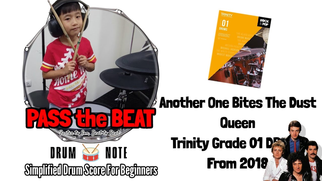 Another One Bites The Dust - Queen | Trinity Grade 01 | Drum Note, Drumless for Beginners