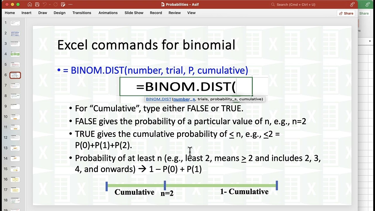Probability using Excel