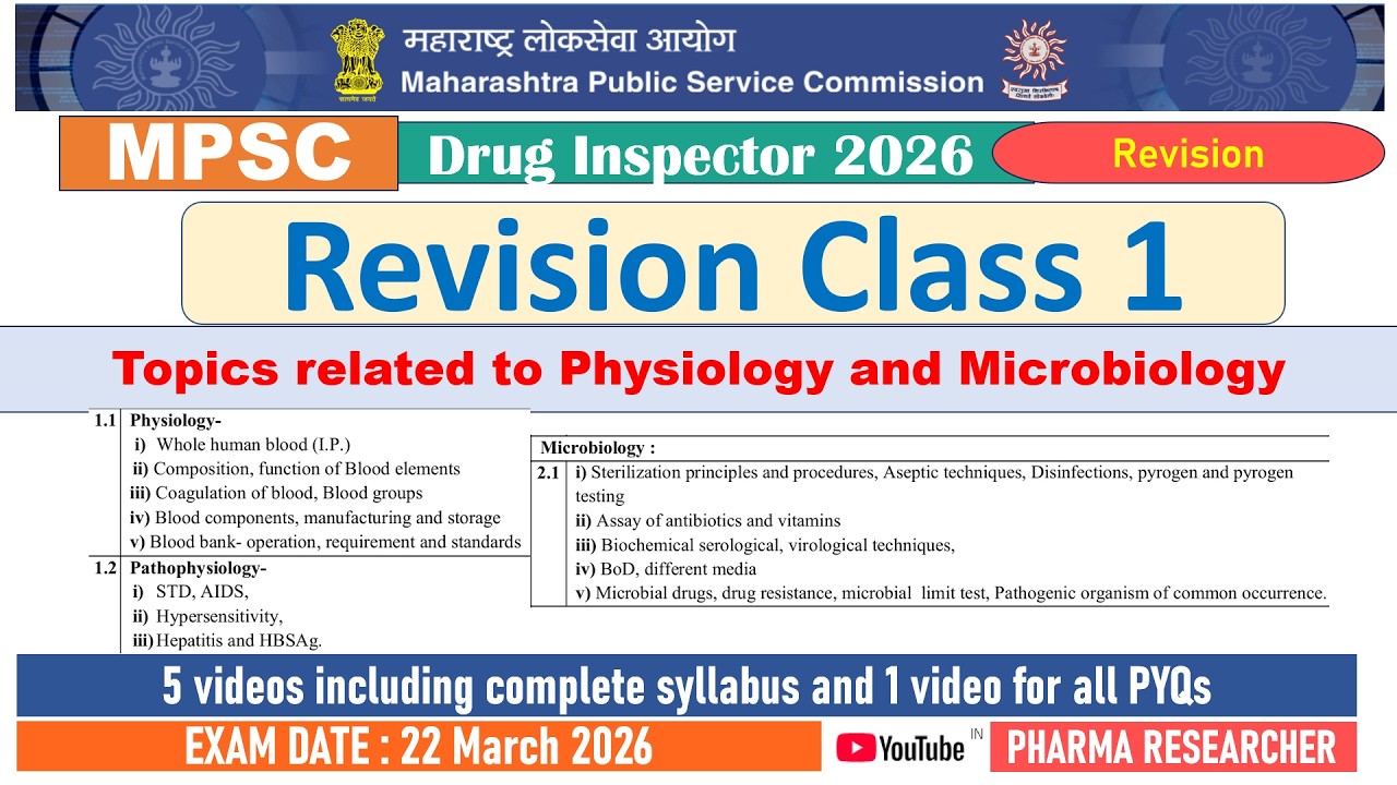 MPSC Drug Inspector Exam preparation Revision class 1 II Physiology #mpsc #druginspector