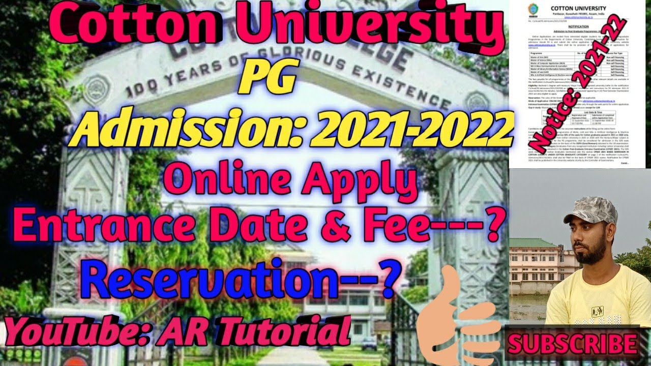 Cotton University PG Admission 2021-22 // Online Apply Entrance // Reservation//Fee// AR Tutorial
