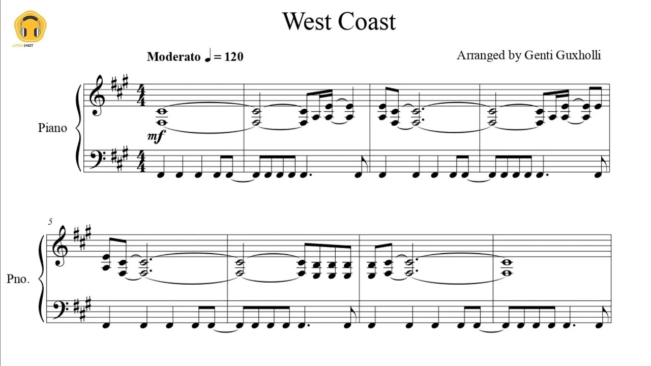 West Coast by Lana Del Rey (Piano Solo/Sheets)