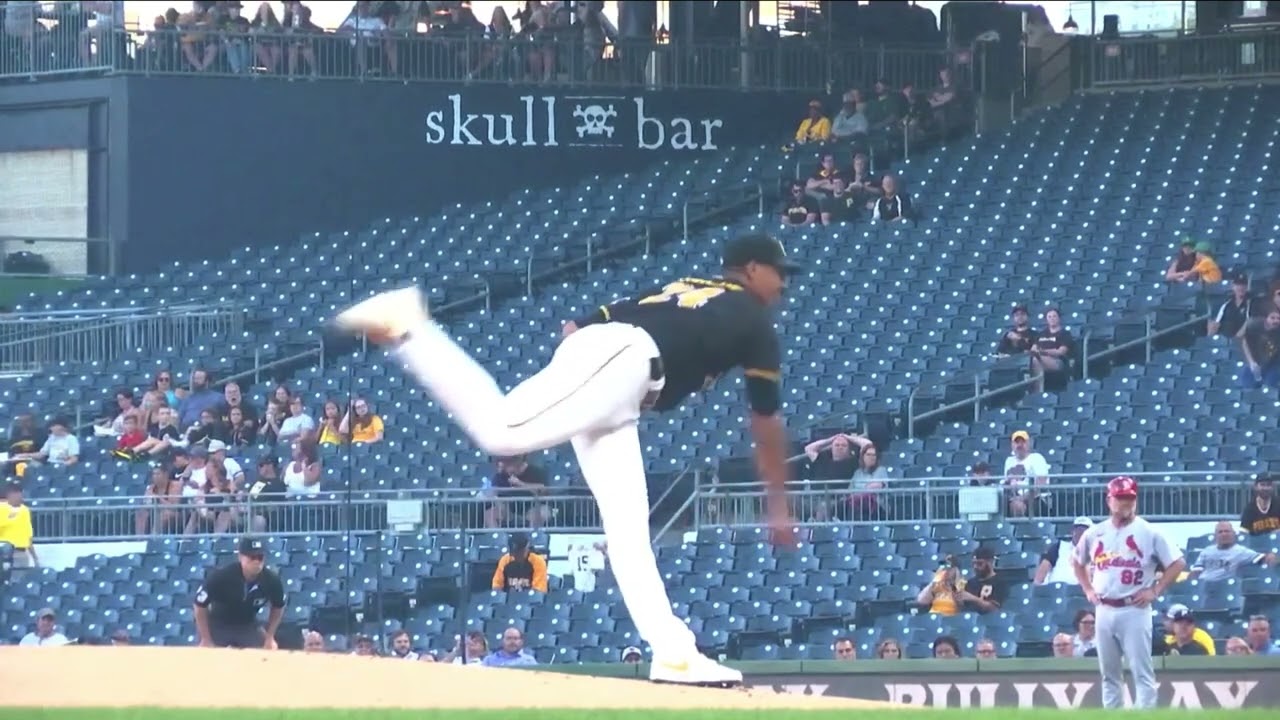 Johan Oviedo Stretch Slow Motion Pitching Mechanics (3rd Base Side View)