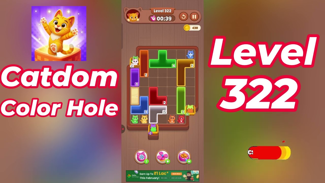 Catdom Color Hole Level 322 Walkthrough [NEW UPDATE] 🐱🟣 | Relaxing Color Puzzle Game | Go Answer