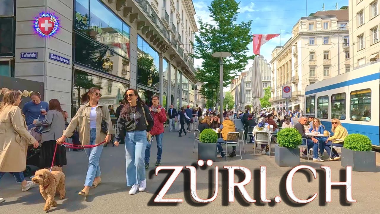 SWITZERLAND ZURICH ✨ May Walk along Luxury BAHNHOFSTRASSE to Main Station 4K