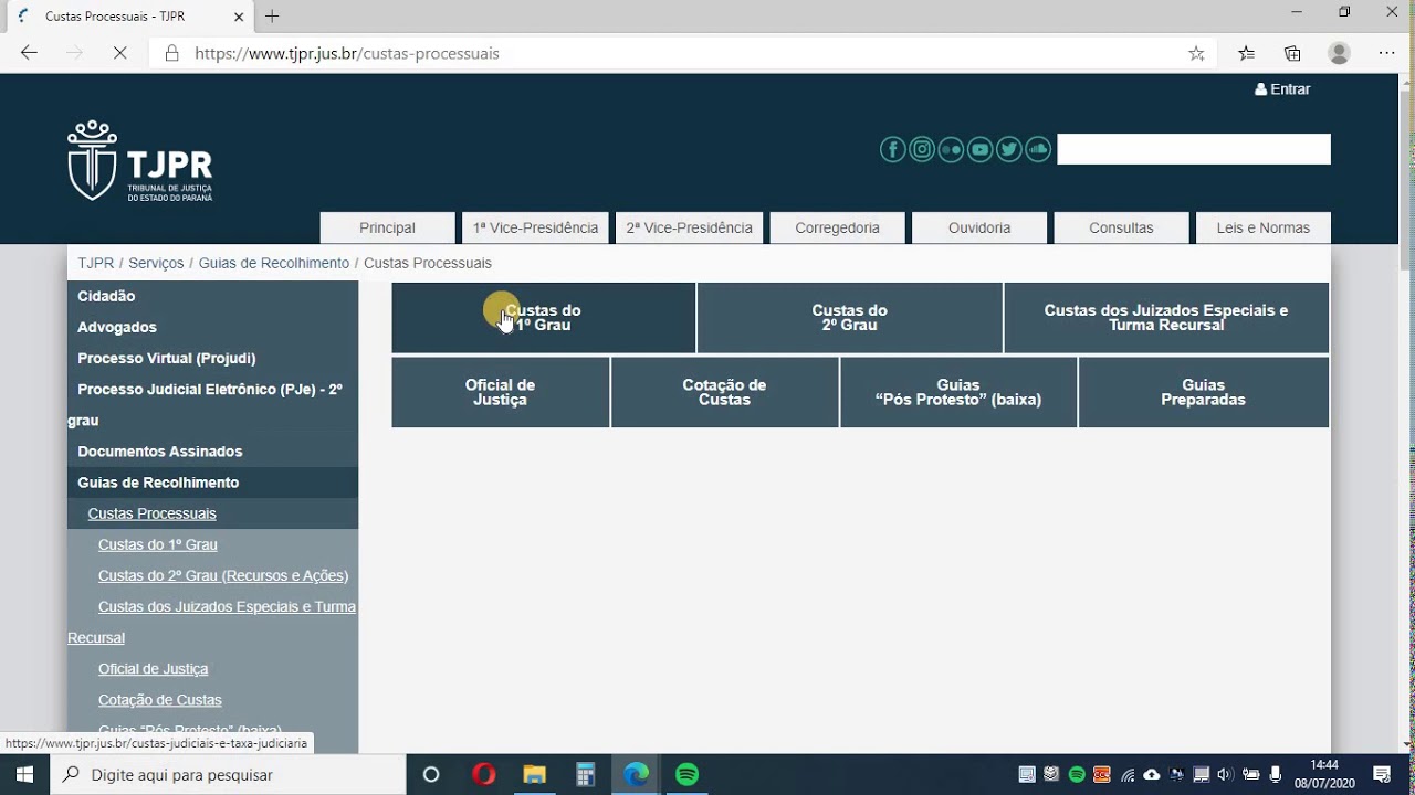 GUIAS DE CUSTAS DO DISTRIBUIDOR ANTES DA DISTRIBUIÇÃO/PROTOCOLO TJPR PROJUDI PR DISTRIBUIDOR E TAXA