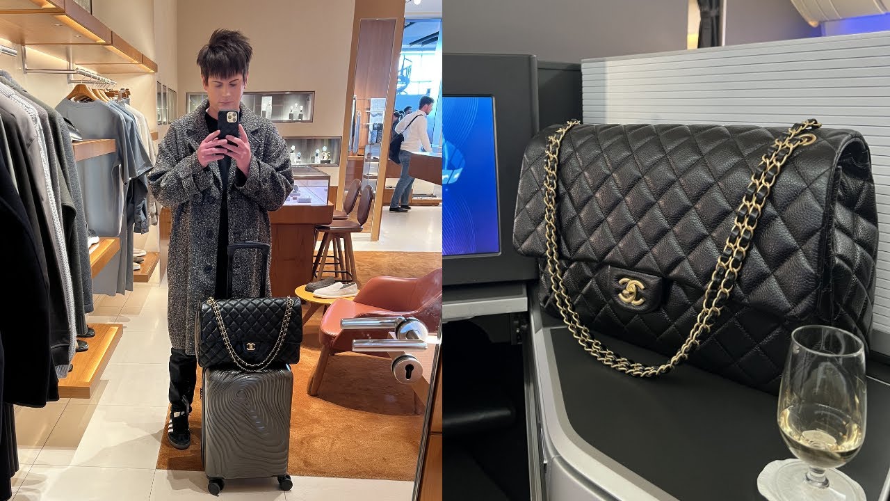 TRAVELLING TO NEW YORK WITH MY CHANEL XXL FLAP BAG & HEATHROW LONDON TERMINAL 5 DUTY FREE SHOPPING
