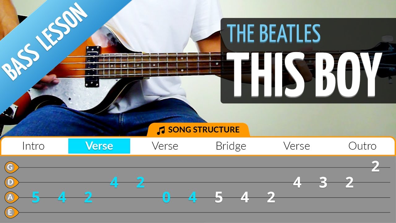 How To Play This Boy (The Beatles - Bass Lesson) With Tabs
