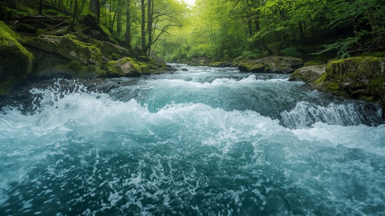 River White Noise for Deep Sleep | Calm Forest Water Stream Ambience