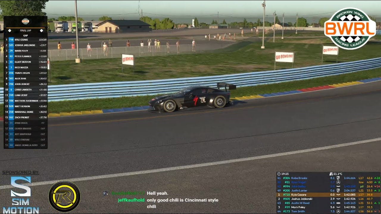 GT3 Sprint Championship Season 17 Round 7 at Watkins Glen Broken Wing Racing League