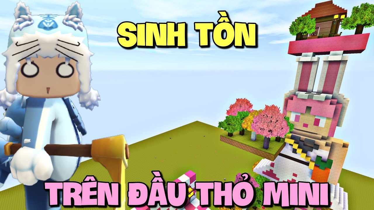 Thử thách sinh tồn trên đầu Thỏ Mini trong Mini World | Meowpeo