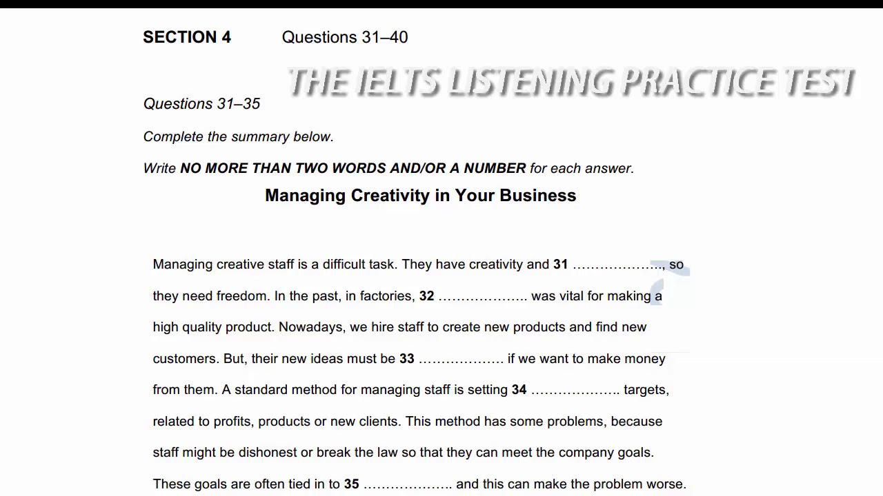 Road To IELTS Listening Test 4 Section 4 (British Council) with subtitles & answers