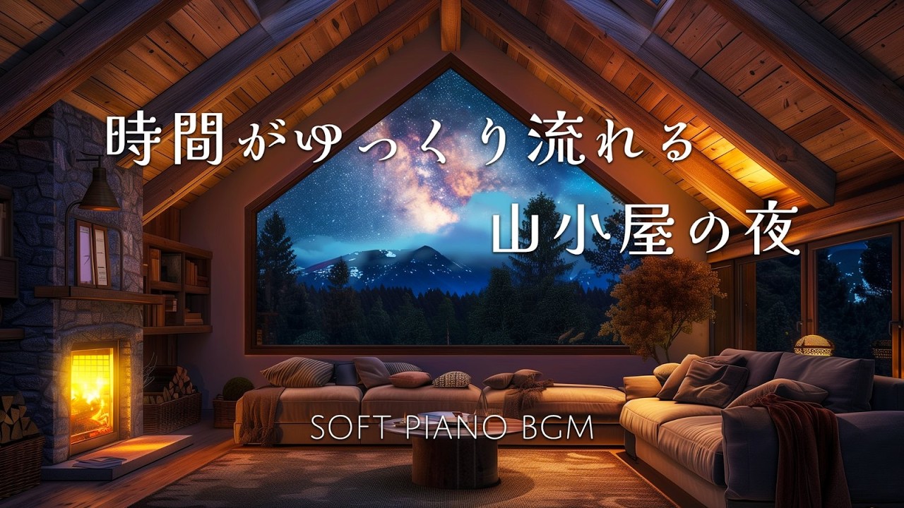 【灯りのピアノBGM】時間がゆっくり流れる山小屋の夜 | Soft Piano BGM