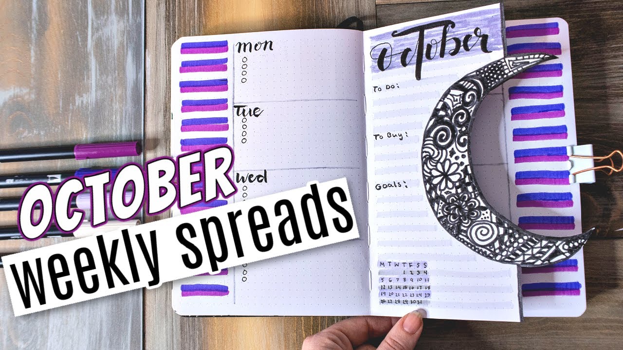PLAN WITH ME | OCTOBER 2020 BULLET JOURNAL | WEEKLY SPREAD IDEAS | Moon & Stars