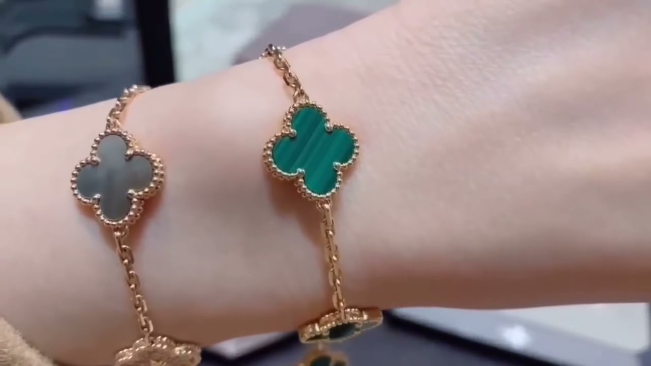 Van Cleef&Arpels Vintage Alhambra Diamond Bracelet And malachite