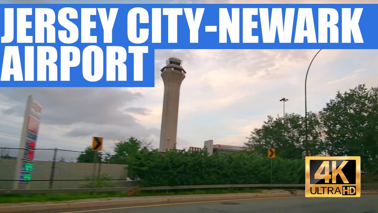 Driving Jersey City to Newark Airport at sunset via US-1/9 (4K)