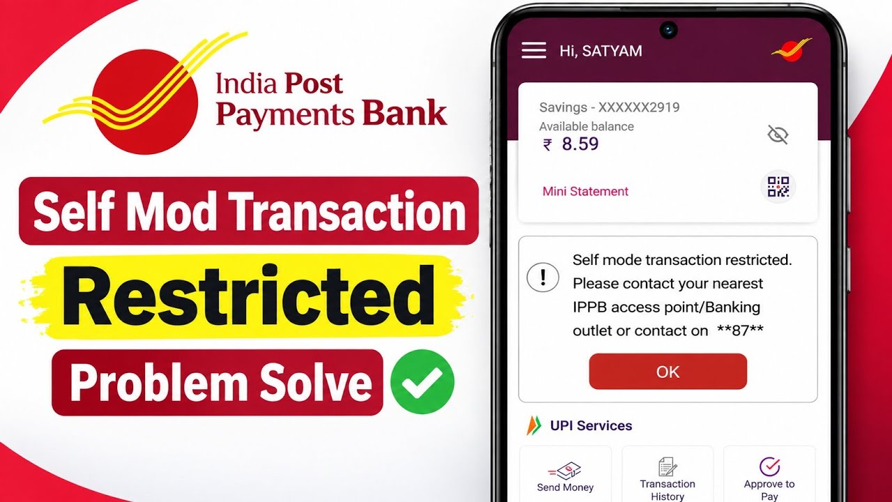 self mode transaction restricted ippb account | ippb self mode transaction restricted problem solve