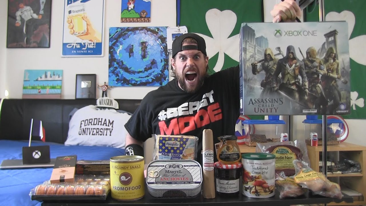 XBOX 1 Assassin's Creed Unity Eating Challenge (Warning: Extremely French)