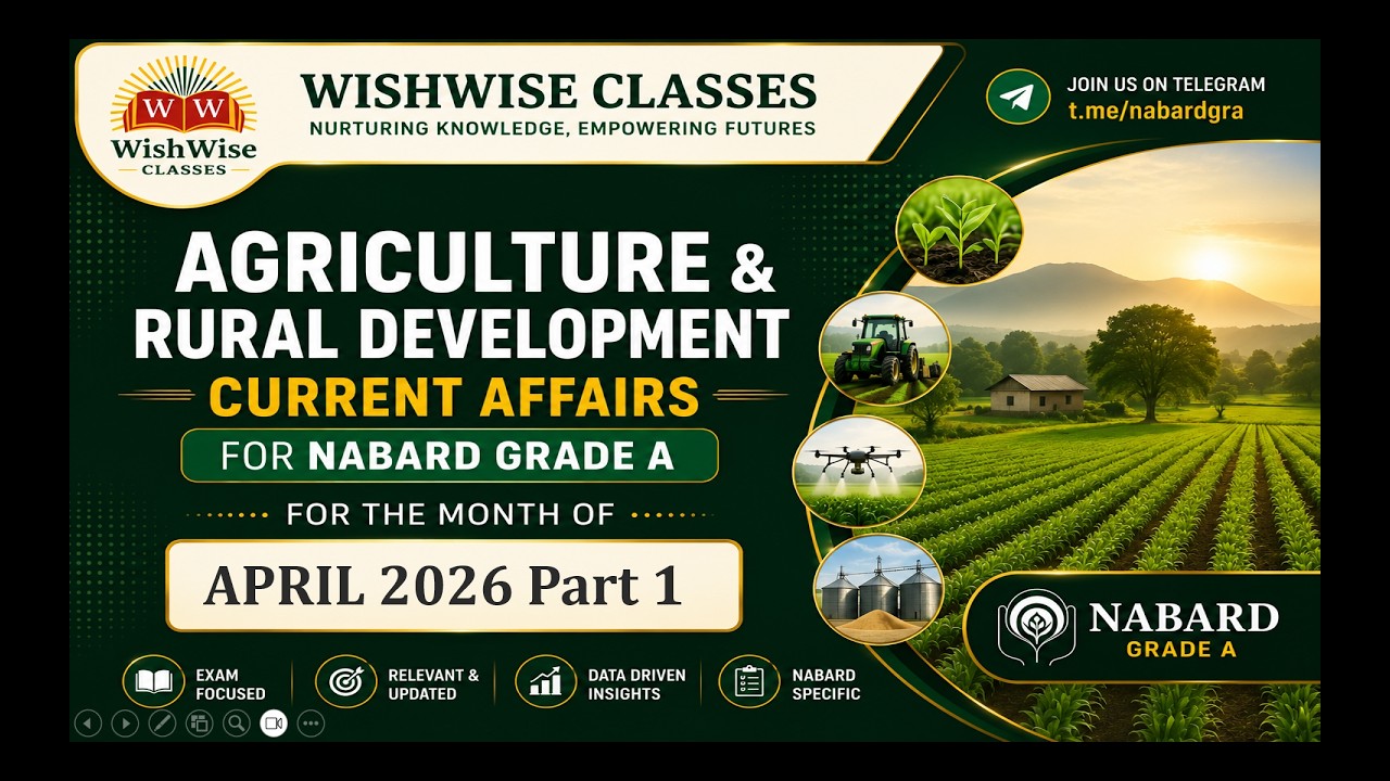 ARD Current Affairs | April 2026- Part 1 | NABARD Grade A 2026 | Agriculture & Rural Development