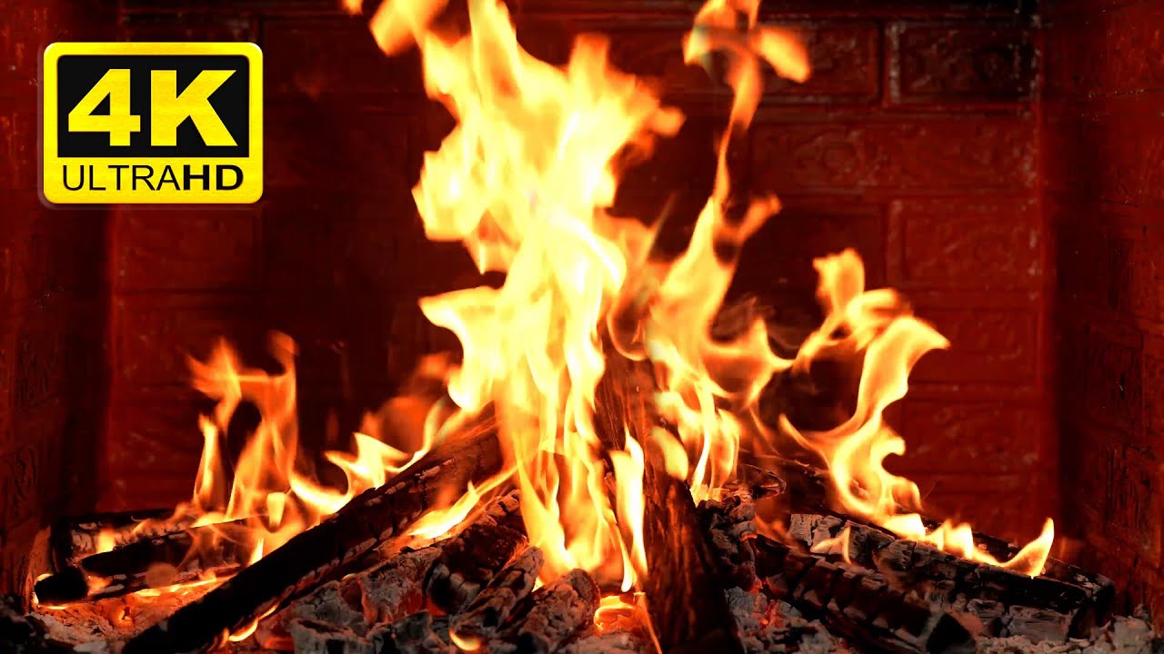 🔥 Cozy 4K Fireplace for 12 Hours | Gentle Crackling Flames & Comforting Ambience