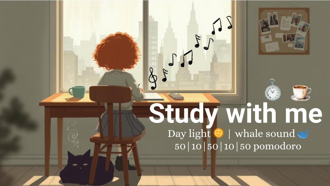 Winter morning study vibes ☃️ | whale sound 🐋 | day light 🌞 | 50_10_50_10_50 pomodoro ⏰