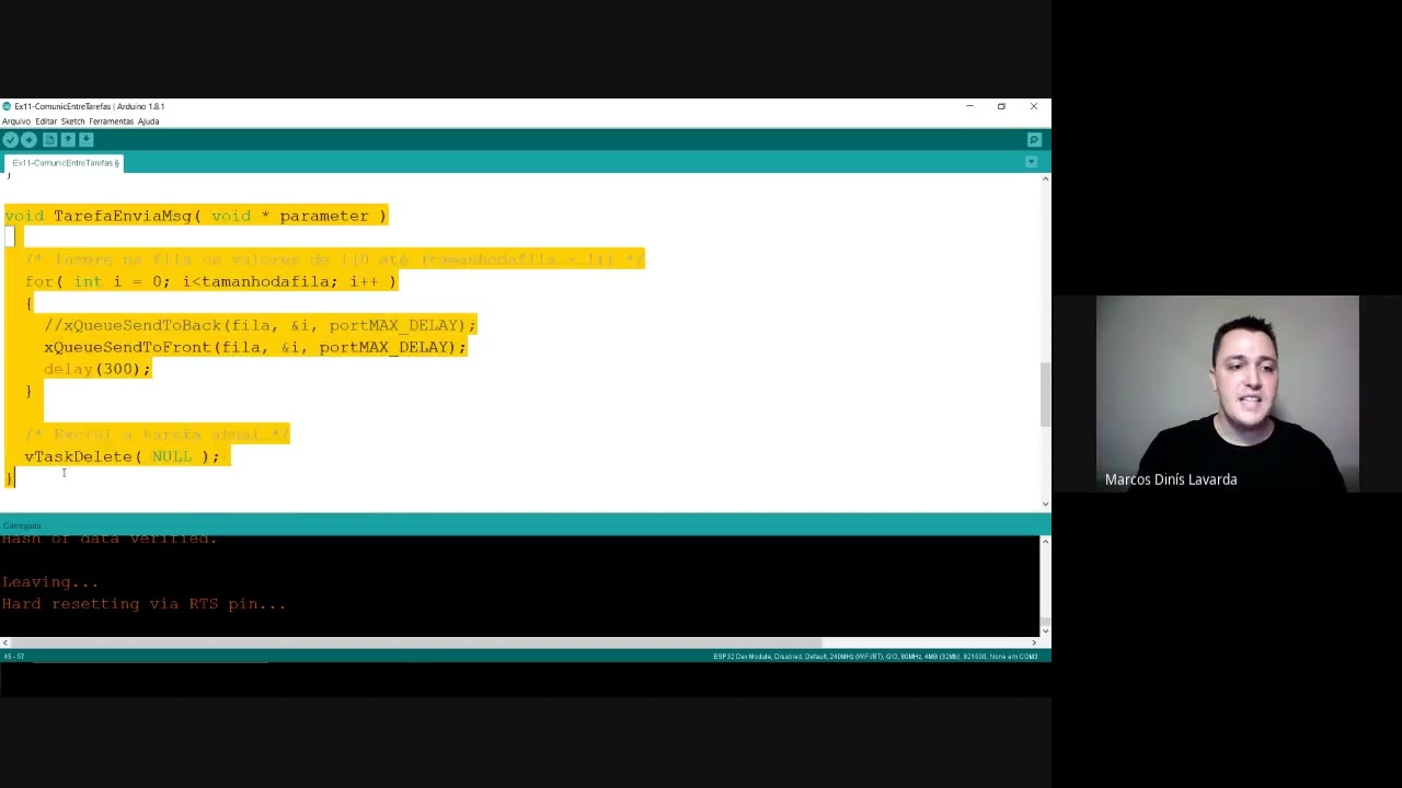 #50 - FreeRTOS - Como Trocar Mensagens entre Tarefas usando FreeRTOS no ESP32