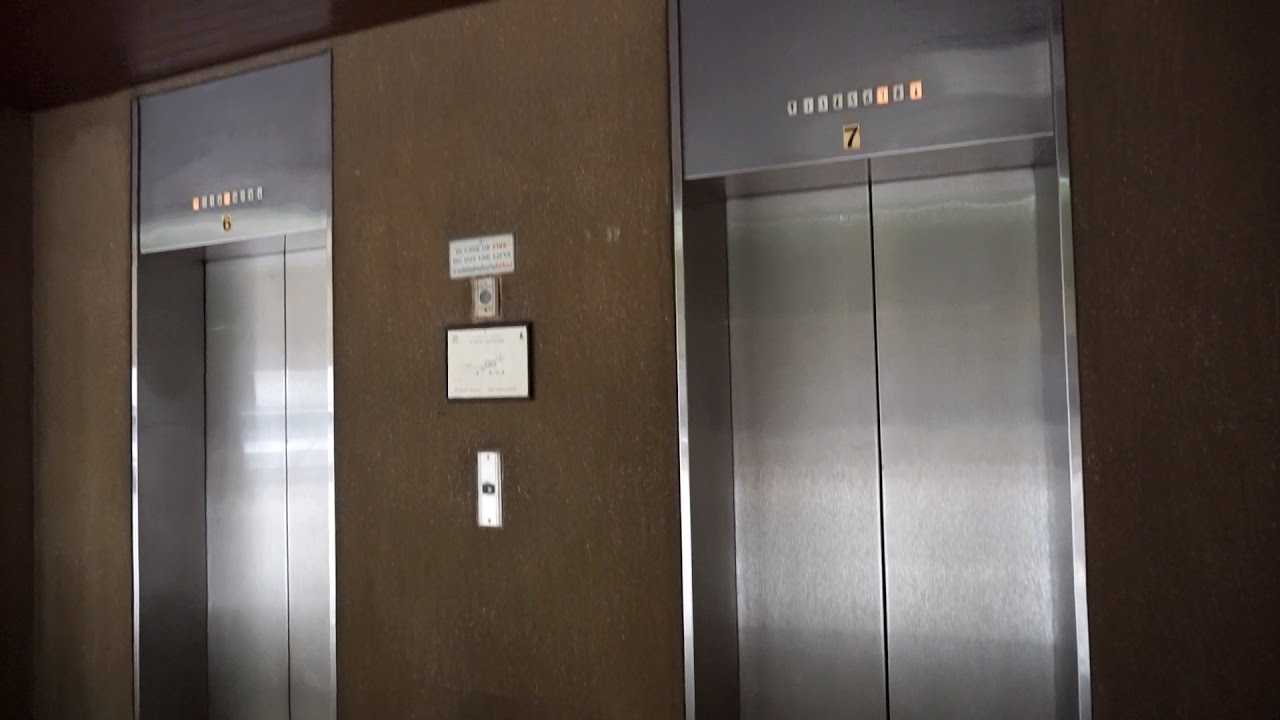 Original 1984 Hitachi low-rise traction elevators @ Asoke Towers, Bangkok, Thailand