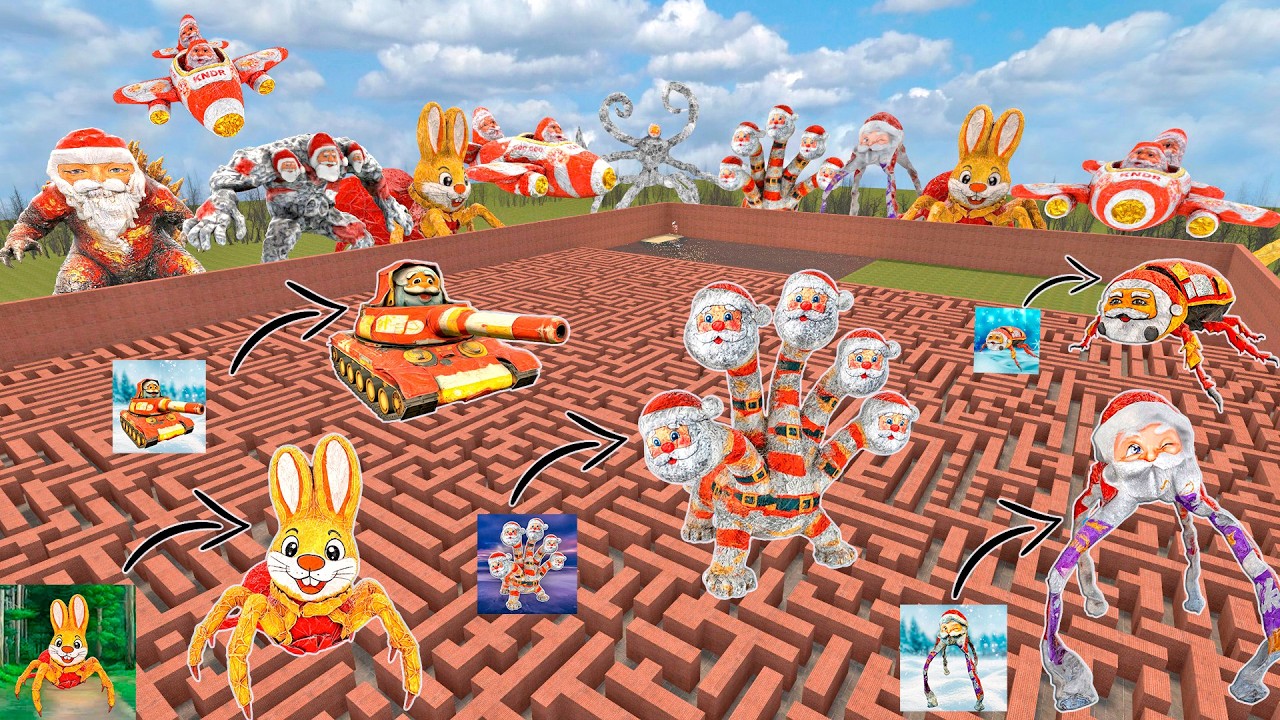 All new Goo Goo Gaga original spider tank plane bunny gadzilla boss memes in Garry's mod Big maze!