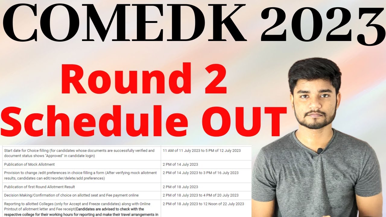COMEDK 2023 Round 2 Schedule - Final Date to Refund College Fee #comedk