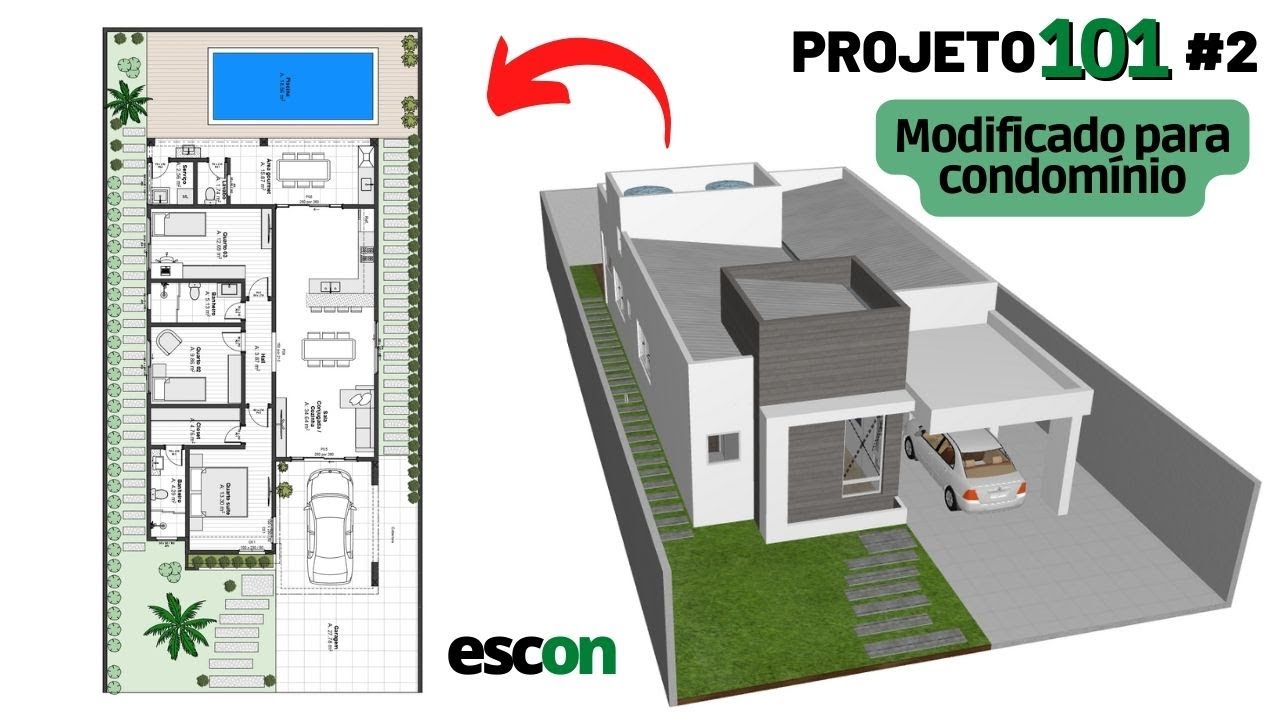 PROJETO EM LOTE 12X25 | PROJETO 101 MODIFICADO #2