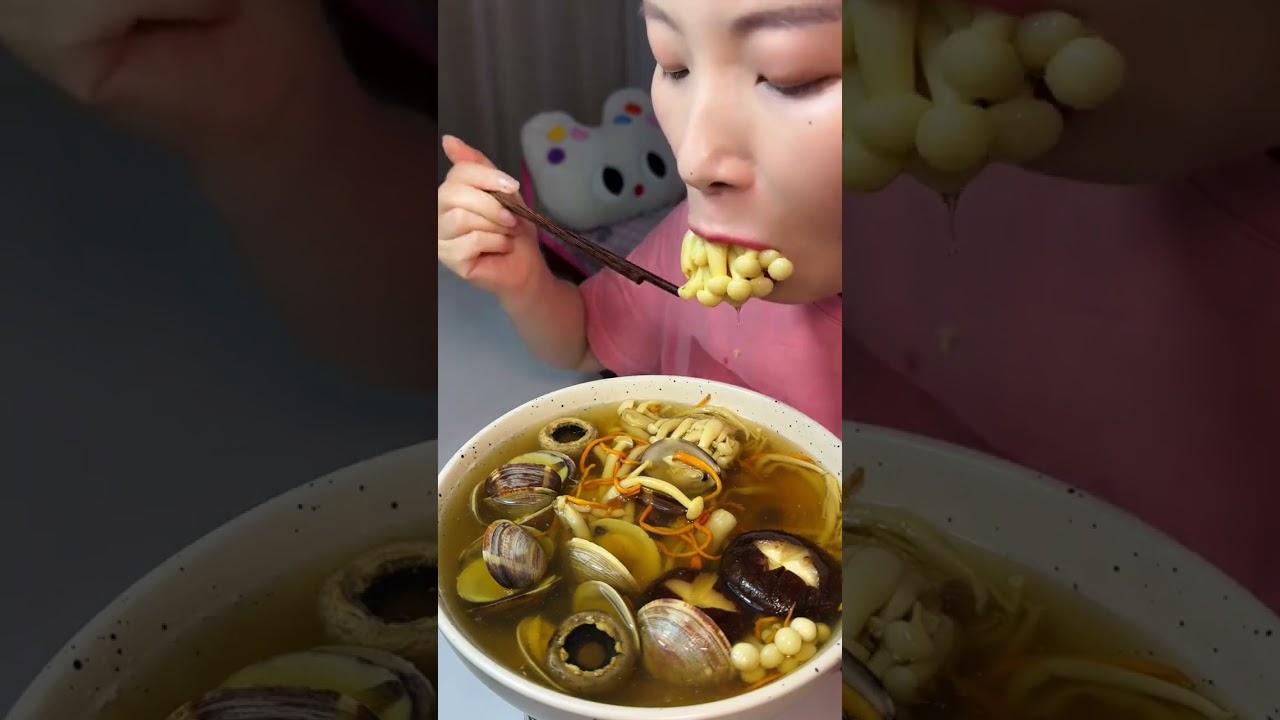 Delicious and juicy mushroom soup is so tasty! #mukbang #ytwell #food #eating #shorts