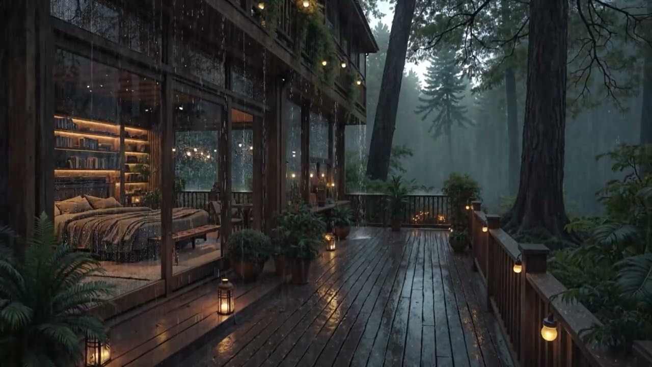 8 Hours Serene Midnight Rain in the Woods 🌲 Stress Relief Sleep Sounds (4K – No Ads)