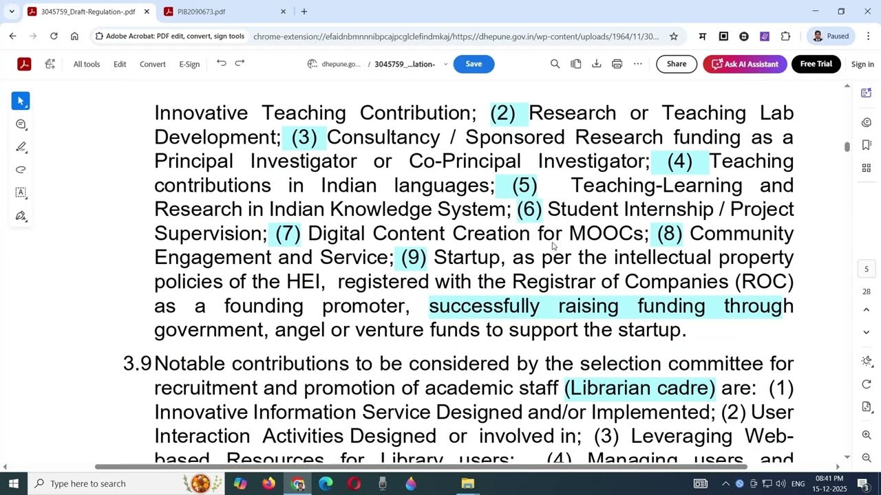 New CAS Promotion Areas for College and University Teachers Draft 2025