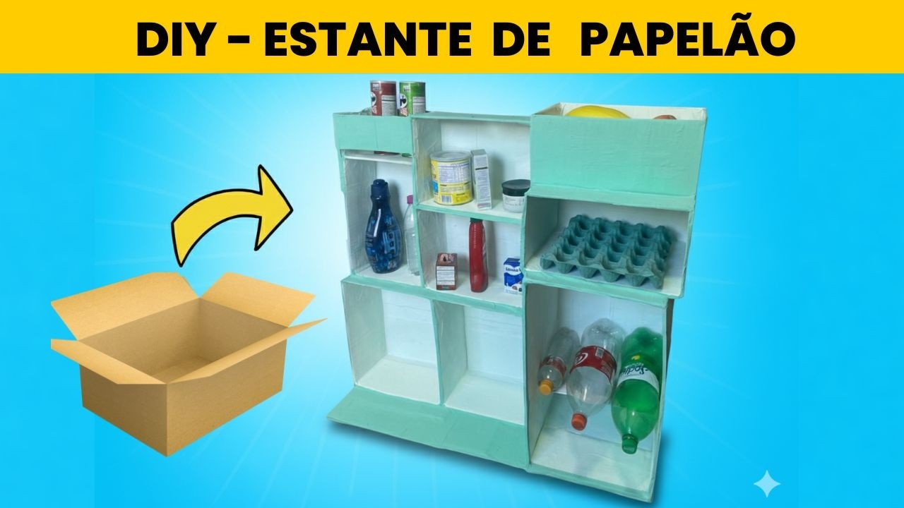 Como Fazer uma ESTANTE DE PAPELÃO para um Mercadinho (DIY)