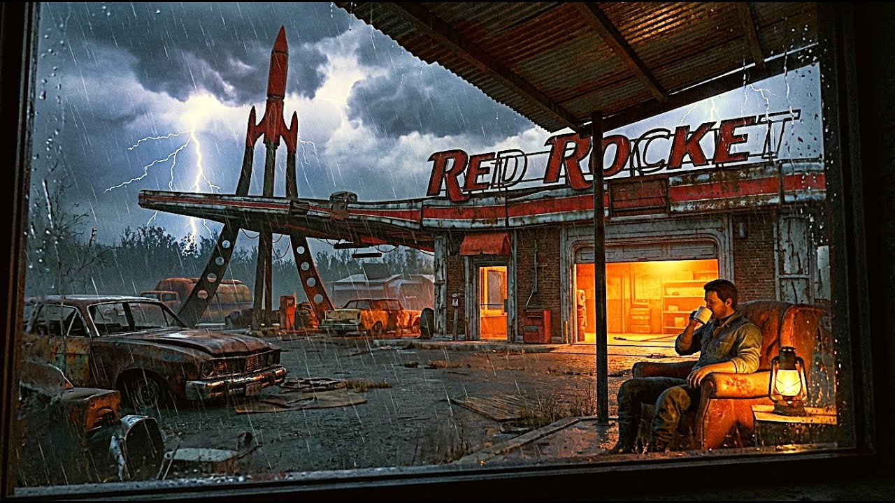 Heavy Rain at Red Rocket | Fallout 4 Wasteland Thunder Ambience