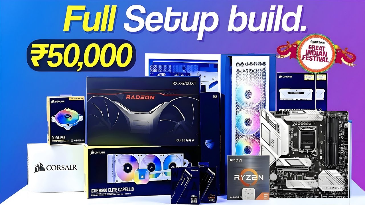 Rs 50,000 PC Build With RX 6700XT 12GB Graphics Card🔥Full Pc Build With Monitor & Keyboard in 2025