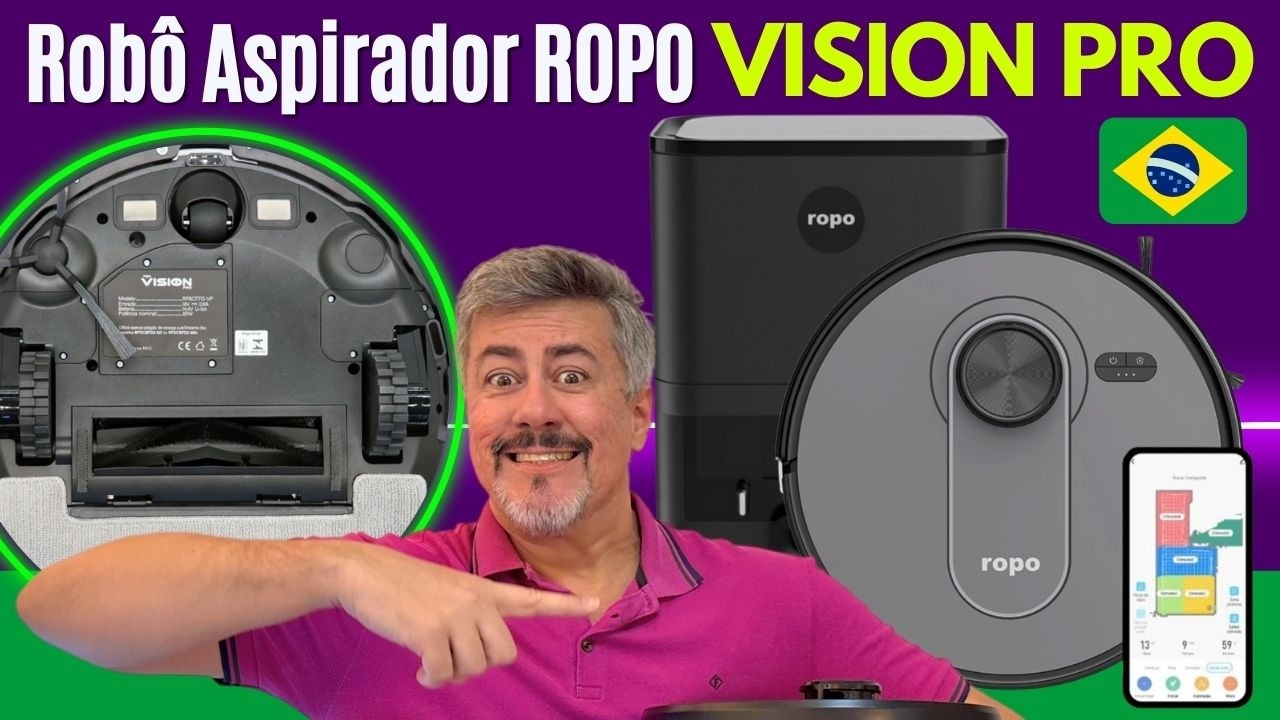 Robô aspirador ROPO Vision Pro, passa pano e tem IA 3D SCAN