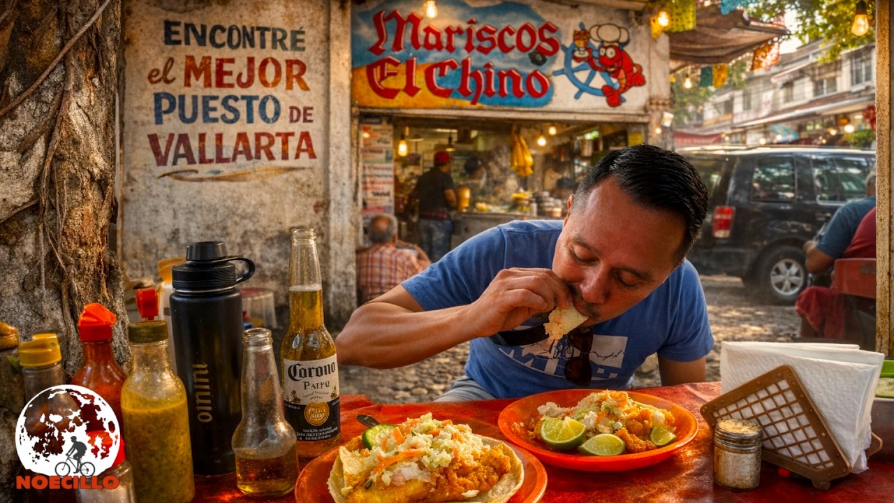 La Mejor Comida Callejera de Puerto Vallarta MARISCOS EL CHINO tostadas, tacos y burritos de Camaron