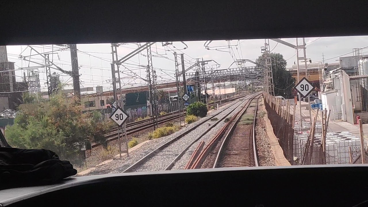Civia train in Barcelona, Spain - onboard view on Rodalies line R2 Nord