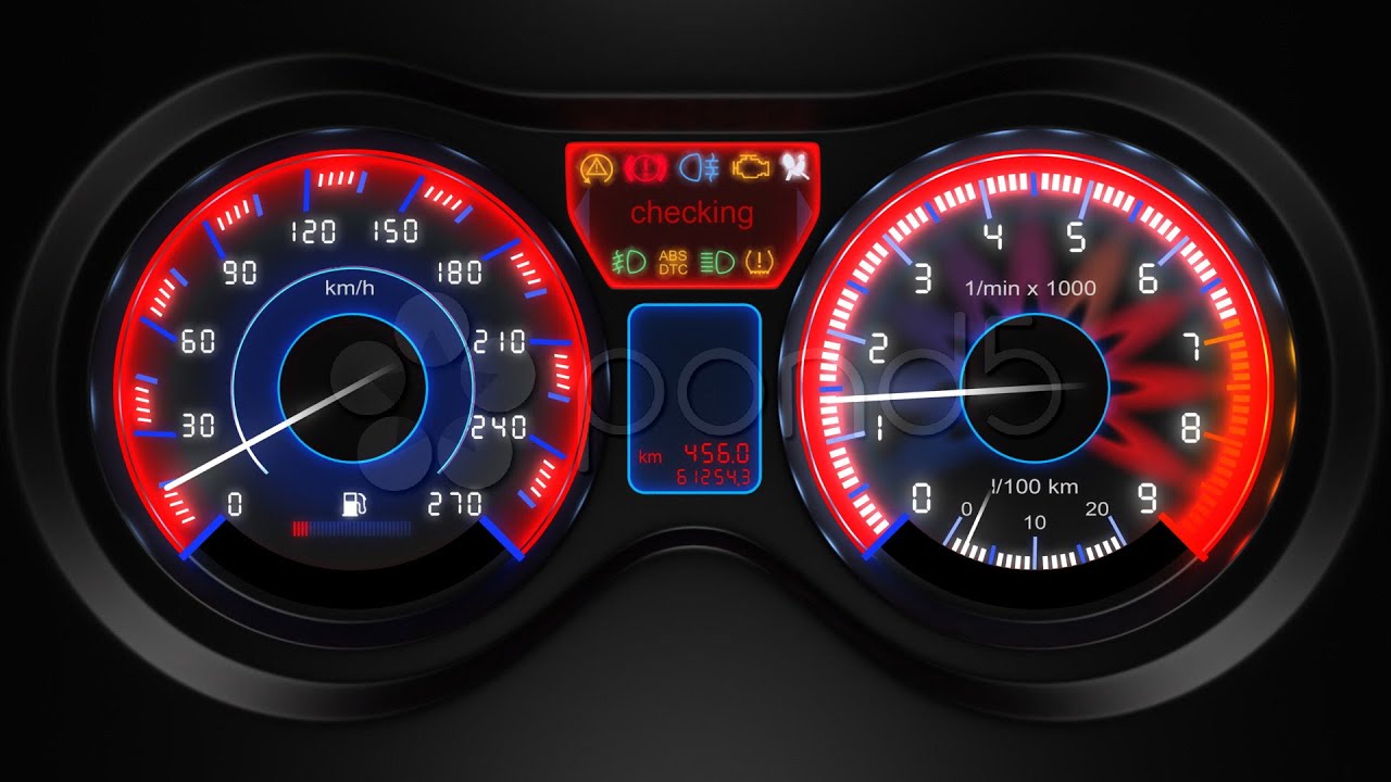 Car Dashboard Animation, With Sound. Stock Footage
