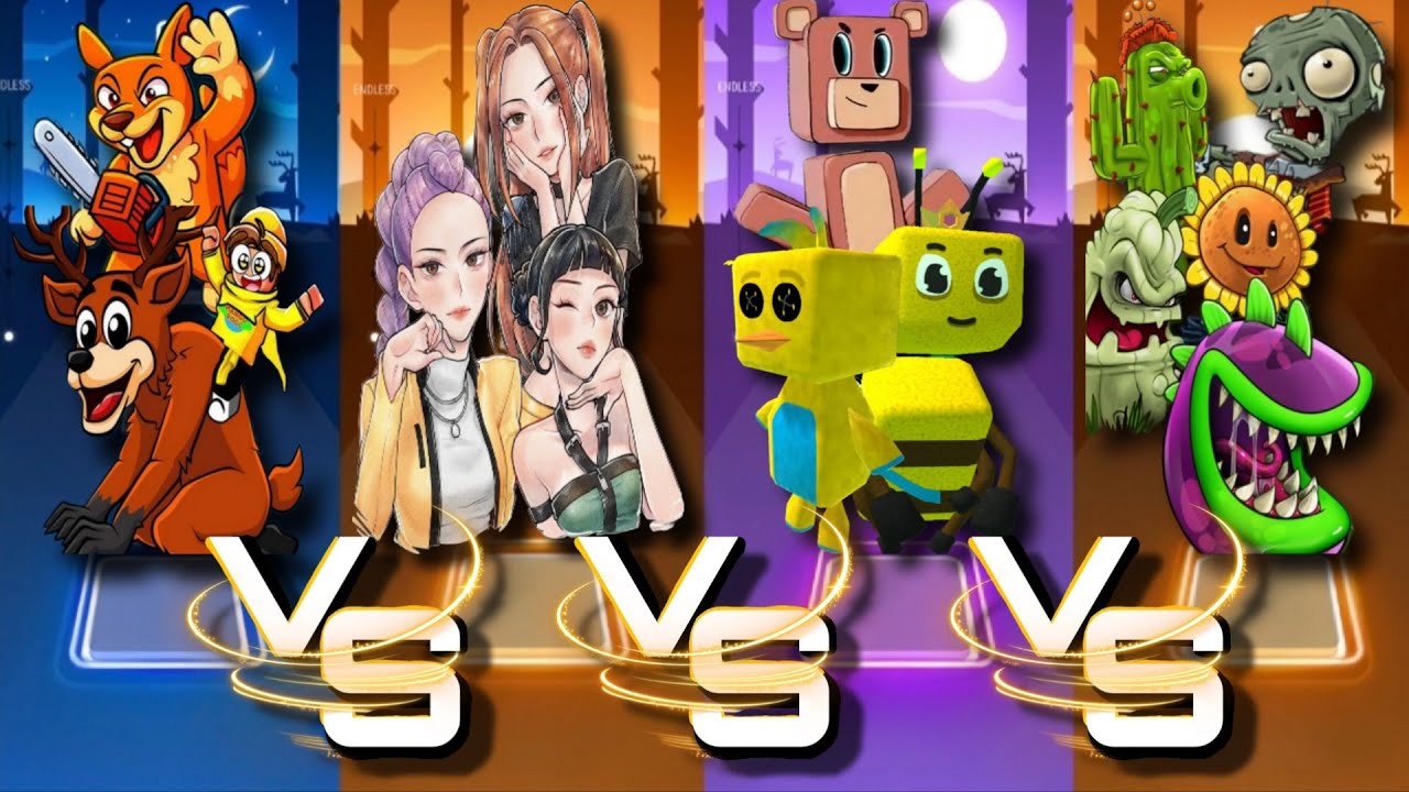 DEER MONSTER 🆚 KPOP DEMON HUNTERS COVER 🆚 BAAREN BEAR 🆚 PLANTS&ZOMBIES |🎮 Tiles Hop EDM Rush!
