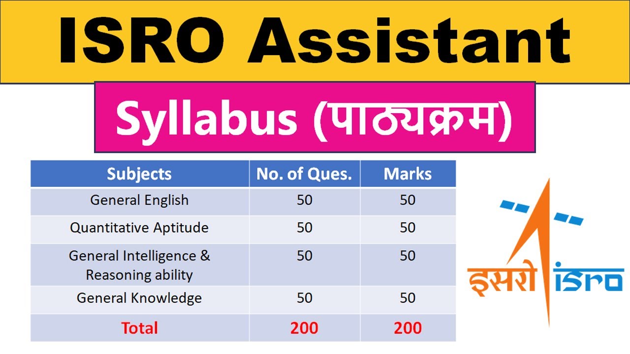 ISRO Assistant Syllabus 2023 | ISRO Assistant Syllabus and Exam Pattern